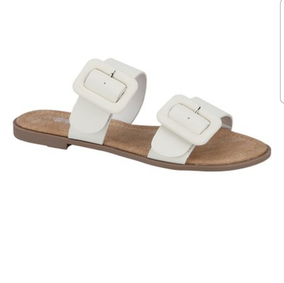 white double strap sandals
